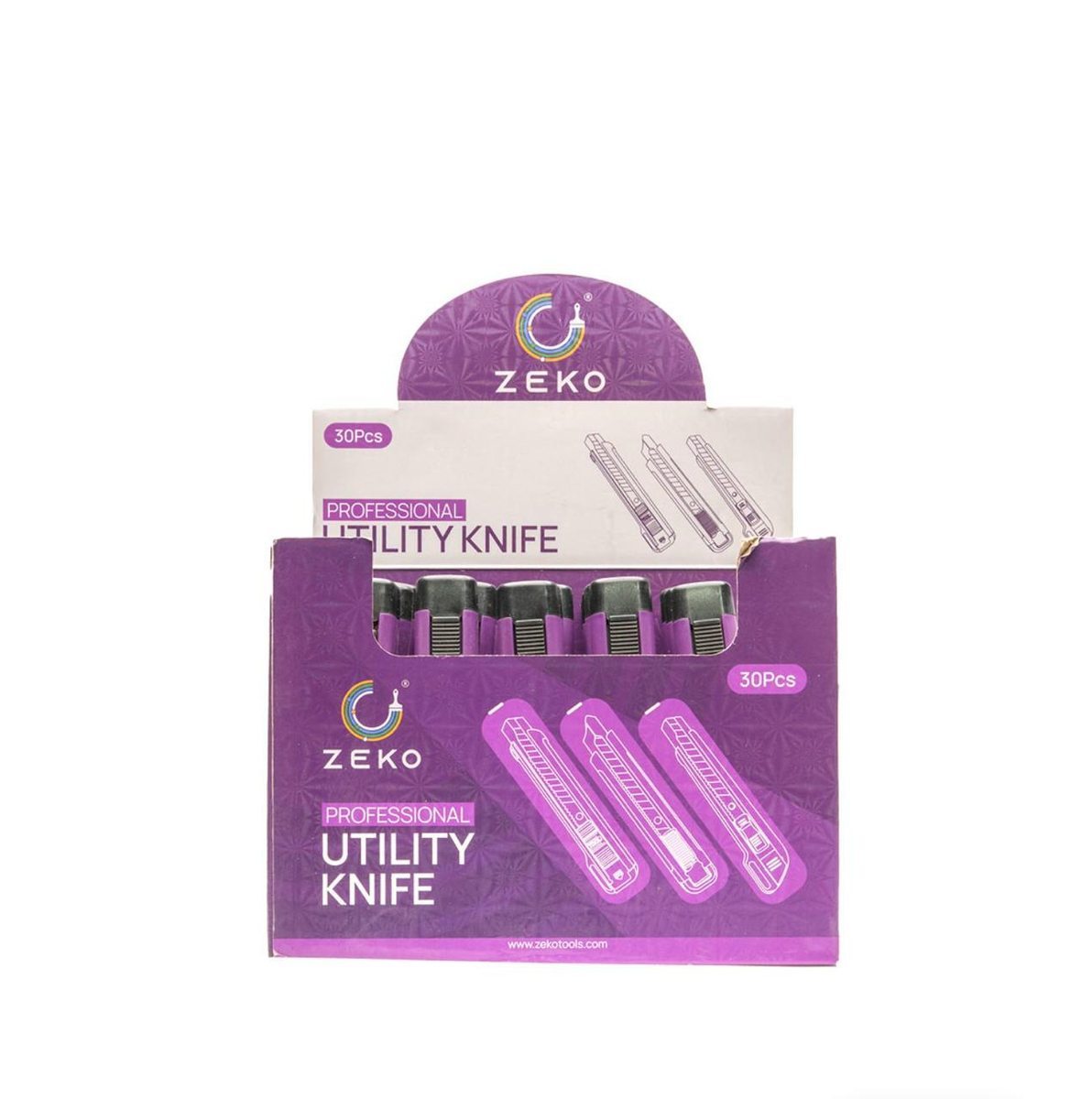 ZEKO Professional 18mm Utility Knife Bulk Display Box (30-Pack)