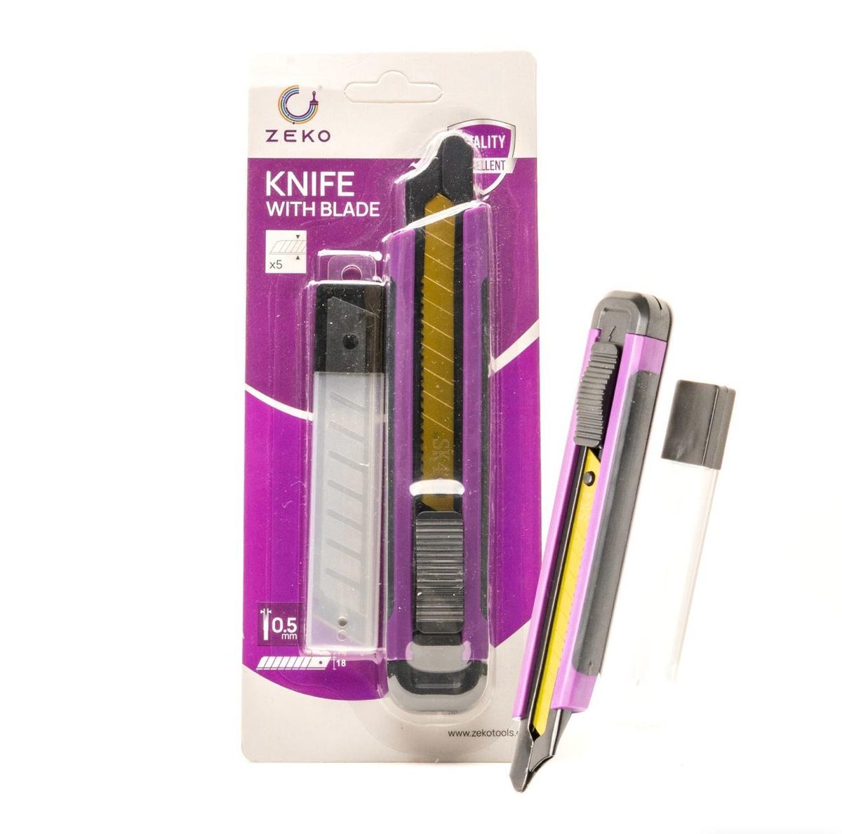 ZEKO Pro-Grip 18mm Utility Knife Set with 5 Spare Blades